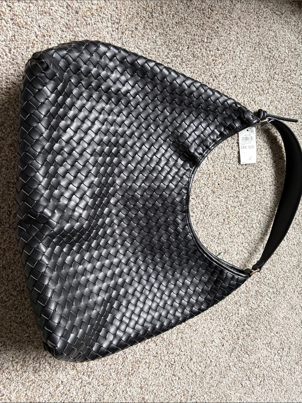 Black Woven Hobo Shoulder Bag